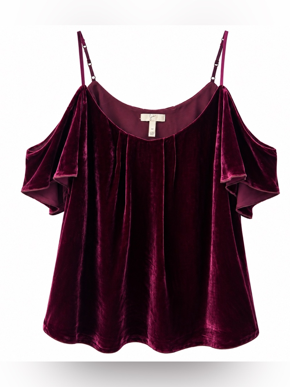 Joie Adorlee Cabernet Velvet Cold Shoulder Top Size M